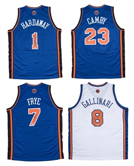 Lot of (5) New York Knicks Signed Jerseys: Hardaway, Starks, Camby, Gallinari & Frye (Arenas LOA & Beckett)